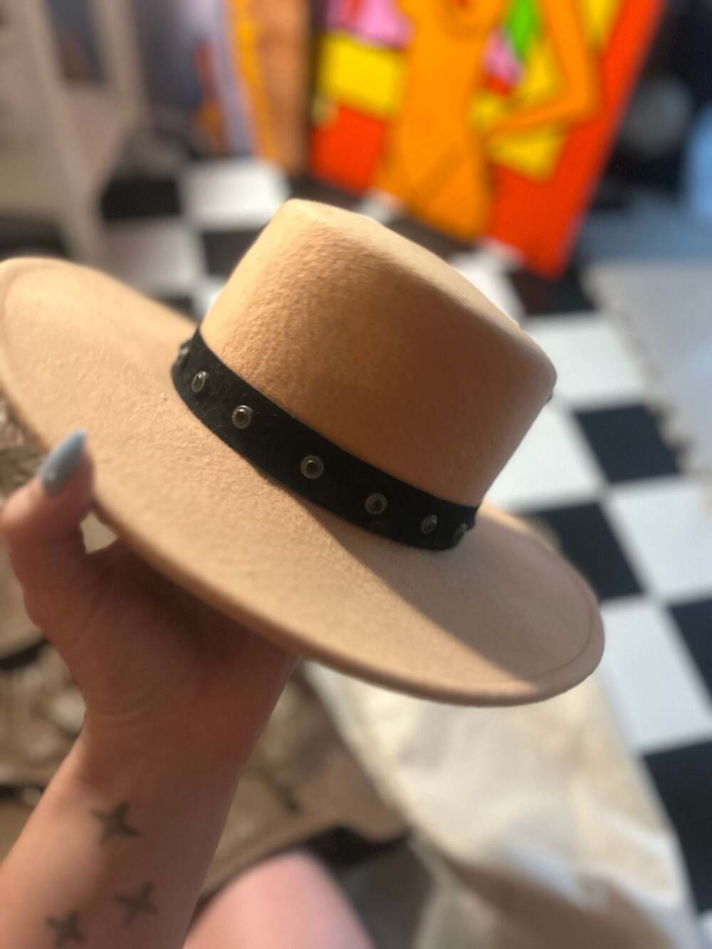 Scotch & Soda Maison Scotch Far Far Away Wool Boater Hat with Studded Belt